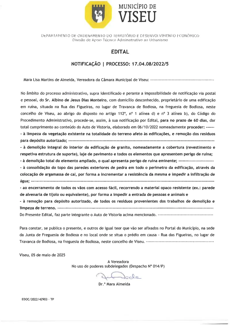 Edital – Notificação | Processo: 17.04.08/2022/5