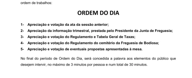 Convocatória Sessão Ordinária - junho 2025 - Junta de Freguesia de Bodiosa