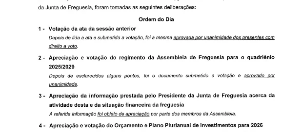 Edital - Deliberações nº 1 - 2025 - Junta de Freguesia de Bodiosa